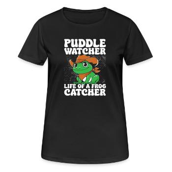 Frog Catcher Puddle Watcher Life Of A Frog - Women's Breathable T-Shirt - black - Front - AI Model Female 172 light (172cm)