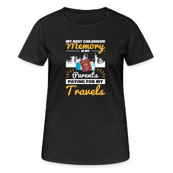 Matériel de voyage pour l’enfance des explorateurs - T-shirt respirant Femme - noir - Devant - AI Model Female 172 light (172cm)