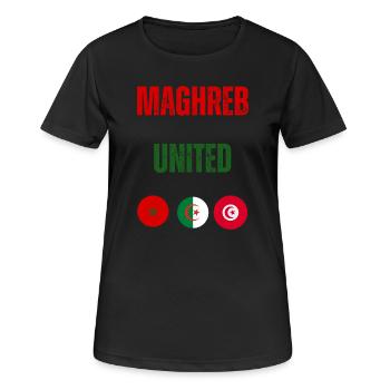Maghreb United - Algerie Maroc Tunisie - T-shirt respirant Femme - noir - Devant - AI Model Female 172 light (172cm)