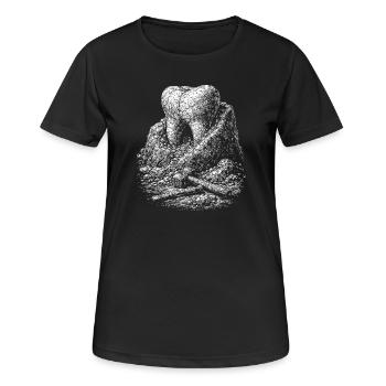Zahn im Felsen Monochromes Relief - Frauen T-Shirt atmungsaktiv - Schwarz - Vorne - AI Model Female 172 light (172cm)