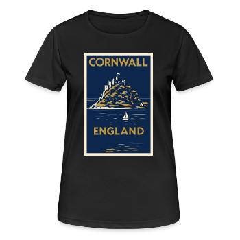 Cornwall England – Art-Déco Reiseposter - Frauen T-Shirt atmungsaktiv - Schwarz - Vorne - AI Model Female 172 light (172cm)
