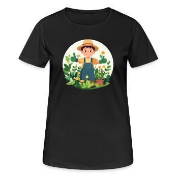 Motif de jardinier Green Thumb Plant Comprehenser - T-shirt respirant Femme - noir - Devant - AI Model Female 172 light (172cm)