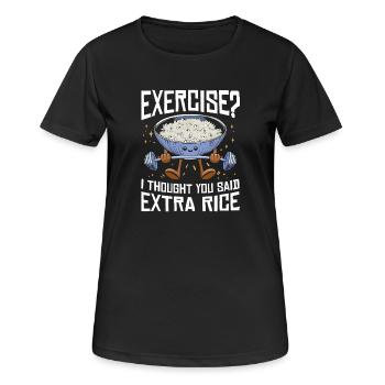 Rice Lover Gift Exercise Extra Rice - Women's Breathable T-Shirt - black - Front - AI Model Female 172 light (172cm)