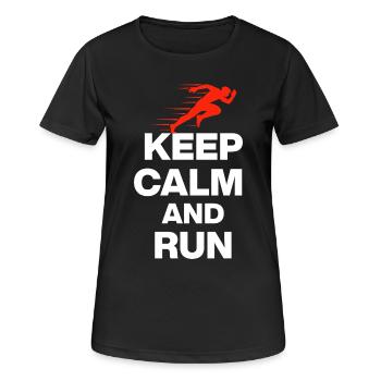 RESTE CALME ET COURS ! - T-shirt respirant Femme - noir - Devant - AI Model Female 172 light (172cm)