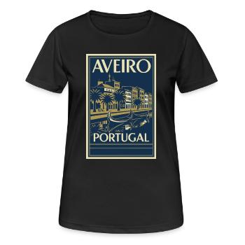 Aveiro Portugal – Vintage Reiseposter Art Deco - Frauen T-Shirt atmungsaktiv - Schwarz - Vorne - AI Model Female 172 light (172cm)