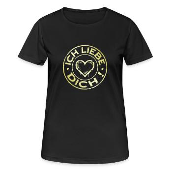 Je t’aime, mon cœur - T-shirt respirant Femme - noir - Devant - AI Model Female 172 light (172cm)