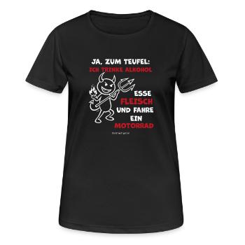 Teuflischer Trinker Motorrad - Frauen T-Shirt atmungsaktiv - Schwarz - Vorne - AI Model Female 172 light (172cm)