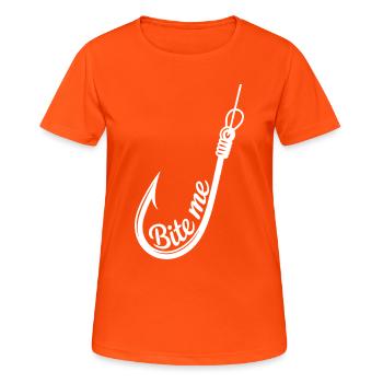 Bite Me Hook Grafik - Frauen T-Shirt atmungsaktiv - Neonorange - Vorne - AI Model Female 172 dark (172cm)