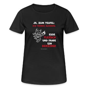 Devilish lifestyle: alcohol, meat - Women's Breathable T-Shirt - black - Front - AI Model Female 172 light (172cm)
