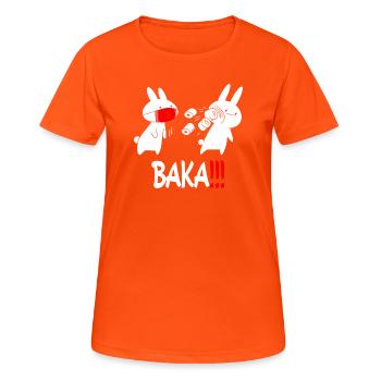 Baka Rabbit Slap Anime Funny Japanese Otaku - Women's Breathable T-Shirt - neon orange - Front - AI Model Female 172 dark (172cm)