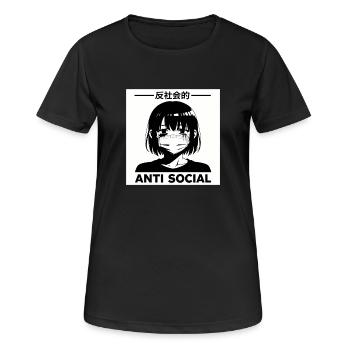 Antisoziales Japanisches Vaporwave Anime Mädchen - Frauen T-Shirt atmungsaktiv - Schwarz - Vorne - AI Model Female 172 light (172cm)