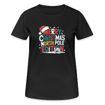 Joyeux Noël Édition Pôle Nord Plus Drôle - T-shirt respirant Femme - noir - Devant - AI Model Female 172 light (172cm)
