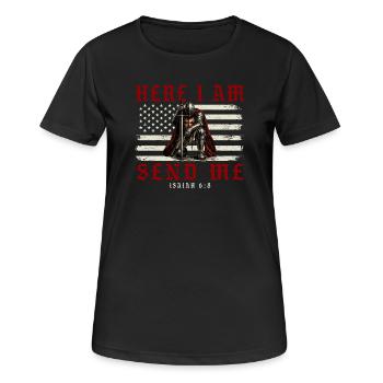 Me voilà, envoie-moi Isaïe 6 8 Patriote chrétien - T-shirt respirant Femme - noir - Devant - AI Model Female 172 light (172cm)