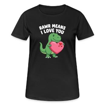 Rawr signifie « Je t’aime » Mignon dinosaure T-Rex - T-shirt respirant Femme - noir - Devant - AI Model Female 172 light (172cm)