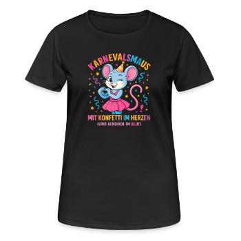 Carnaval : Souris Confettis en Cœur de Carnaval - T-shirt respirant Femme - noir - Devant - AI Model Female 172 light (172cm)