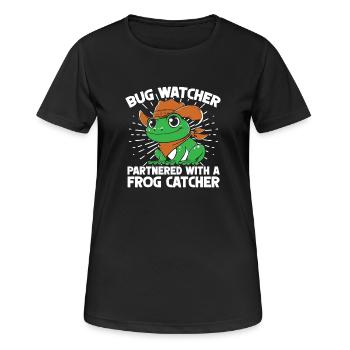 Frog Catcher Bug Watcher Partnered With Catcher - Frauen T-Shirt atmungsaktiv - Schwarz - Vorne - AI Model Female 172 light (172cm)