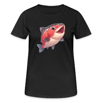 Saumon Saumon - T-shirt respirant Femme - noir - Devant - AI Model Female 172 light (172cm)