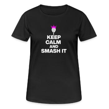 RESTE CALME ET DÉFONCE, PUISSANCE PADEL, CADEAU ROSE - T-shirt respirant Femme - noir - Devant - AI Model Female 172 light (172cm)