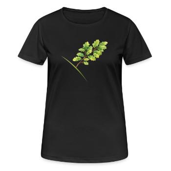 Blätterzweig Eiche - Aquarell - Frauen T-Shirt atmungsaktiv - Schwarz - Vorne - AI Model Female 172 light (172cm)