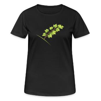 Blätterzweig Ahorn - Aquarell - Frauen T-Shirt atmungsaktiv - Schwarz - Vorne - AI Model Female 172 light (172cm)