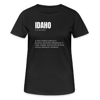 Typographie des pommes de terre de l’Idaho - T-shirt respirant Femme - noir - Devant - AI Model Female 172 light (172cm)