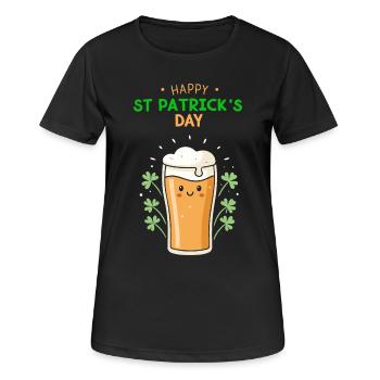 Frohes St. Patrick's Day Bier - Frauen T-Shirt atmungsaktiv - Schwarz - Vorne - AI Model Female 172 light (172cm)