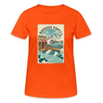 North Sea Party - Women's Breathable T-Shirt - neon orange - Front - AI Model Female 172 dark (172cm)