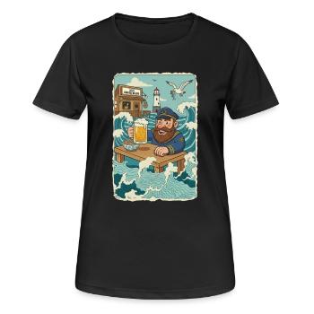 Letzte Nordsee Kneipe - Frauen T-Shirt atmungsaktiv - Schwarz - Vorne - AI Model Female 172 light (172cm)
