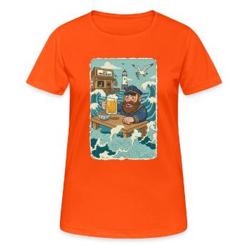Letzte Nordsee Kneipe - Frauen T-Shirt atmungsaktiv - Neonorange - Vorne - AI Model Female 172 dark (172cm)