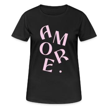 Pink Amore Text Design - Women's Breathable T-Shirt - black - Front - AI Model Female 172 light (172cm)