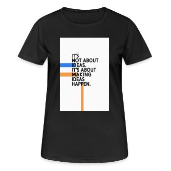 Ideas Happen – Reduziertes Typo Design - Frauen T-Shirt atmungsaktiv - Schwarz - Vorne - AI Model Female 172 light (172cm)
