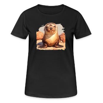 Lions de mer Lion de mer - T-shirt respirant Femme - noir - Devant - AI Model Female 172 light (172cm)