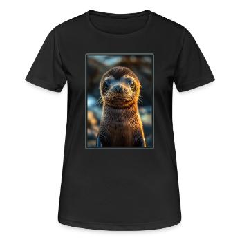 Lions de mer Lion de mer - T-shirt respirant Femme - noir - Devant - AI Model Female 172 light (172cm)