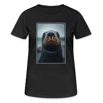 Lions de mer Lion de mer - T-shirt respirant Femme - noir - Devant - AI Model Female 172 light (172cm)