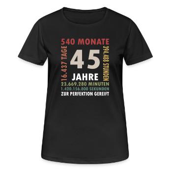 45Jahre Zeitreise Jubiläum - Frauen T-Shirt atmungsaktiv - Schwarz - Vorne - AI Model Female 172 light (172cm)