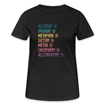 Literary Devices Rainbow Montage - Women's Breathable T-Shirt - black - Front - AI Model Female 172 light (172cm)