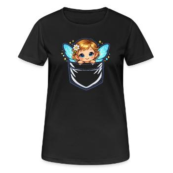 Engelchen Taschen-Portal - Frauen T-Shirt atmungsaktiv - Schwarz - Vorne - AI Model Female 172 light (172cm)