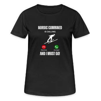 Appel combiné nordique - T-shirt respirant Femme - noir - Devant - AI Model Female 172 light (172cm)