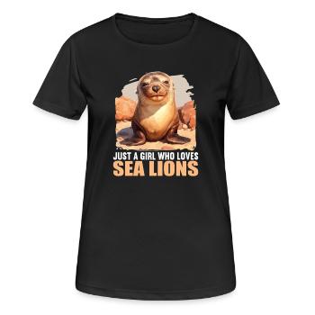 Lions de mer Lion de mer - T-shirt respirant Femme - noir - Devant - AI Model Female 172 light (172cm)