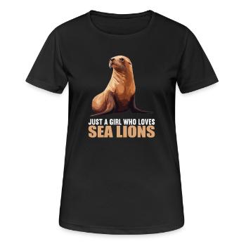 Lions de mer Lion de mer - T-shirt respirant Femme - noir - Devant - AI Model Female 172 light (172cm)