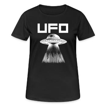 UFO-Lichtstrahl Muster - Frauen T-Shirt atmungsaktiv - Schwarz - Vorne - AI Model Female 172 light (172cm)