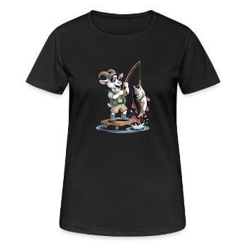 Chèvre de pêche amusante avec une grosse prise de poisson - T-shirt respirant Femme - noir - Devant - AI Model Female 172 light (172cm)