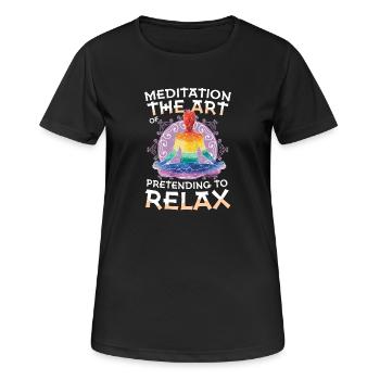 Méditation : L’art de faire semblant de se détendre Yoga - T-shirt respirant Femme - noir - Devant - AI Model Female 172 light (172cm)
