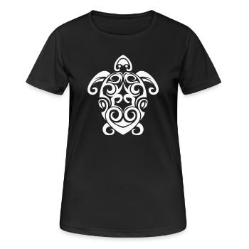 Tribal Schildkröte Spirale - Frauen T-Shirt atmungsaktiv - Schwarz - Vorne - AI Model Female 172 light (172cm)