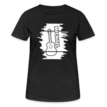 Michael als Gitarrenspielen - Frauen T-Shirt atmungsaktiv - Schwarz - Vorne - AI Model Female 172 light (172cm)