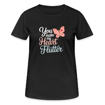 You Make My Heart Flutter Romantic - Women's Breathable T-Shirt - black - Front - AI Model Female 172 light (172cm)