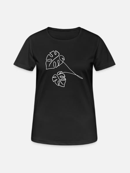Monstera One Line White - Women's Breathable T-Shirt - black