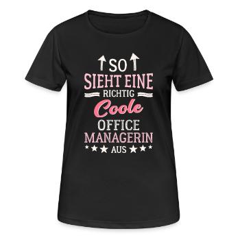 Coole Office Managerin  Teamführung Büro - Frauen T-Shirt atmungsaktiv - Schwarz - Vorne - AI Model Female 172 light (172cm)