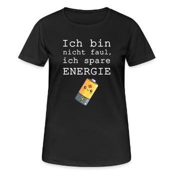 Energie sparen - Frauen T-Shirt atmungsaktiv - Schwarz - Vorne - AI Model Female 172 light (172cm)
