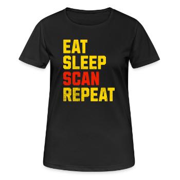 Vendeur de T-shirts cadeaux MANGER SCAN SCAN REPEAT - T-shirt respirant Femme - noir - Devant - AI Model Female 172 light (172cm)
